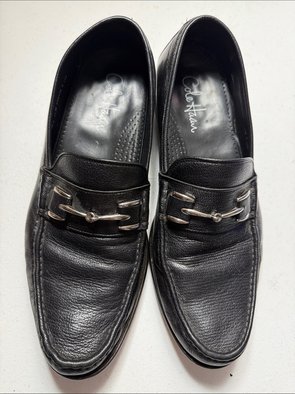 Cole Haan Black Leather Bit Slip-On Loafers